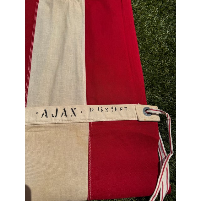 Large Antique 48-Star American Flag in Heavy Canvas, Sewn Stars & Stripes, Wwi–wwii Era 5.8 Ft X 8.6 Ft For Sale - Image 4 of 6