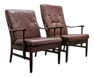 Danish Leather Side Chairs, 1950 - a Pair