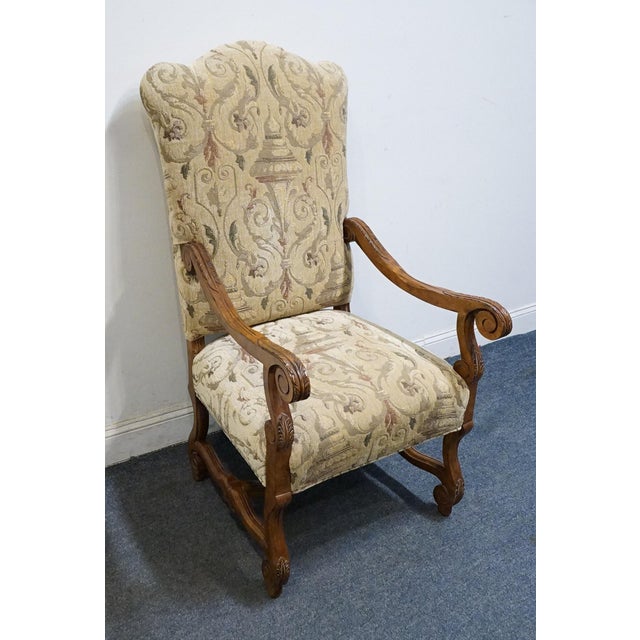 CENTURY FURNITURE Rustic Old World Transitional Upholstered Dining / Accent Lounge Arm Chair 48.5" High 25" Wide 31.5"...