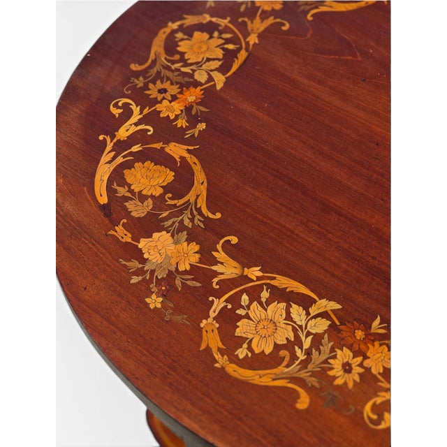 19th Century 19th Century English Sheraton Mahogany Marquetary Center Table. For Sale - Image 5 of 15
