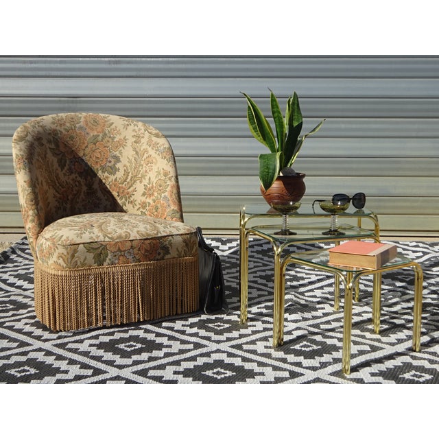 Nesting Tables in Gilt Metal and Tempered Glass, 1990s, Set of 3 For Sale - Image 4 of 18