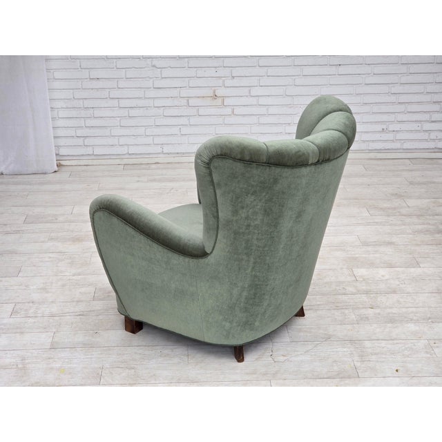 Danish High-Back Relax Chair in Velour and Ash, 1960s For Sale - Image 6 of 18