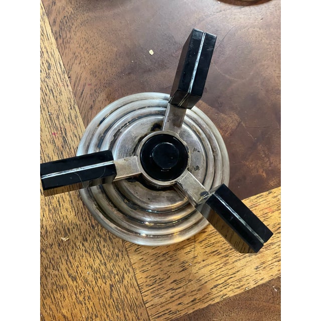 1980s 1980s Petrossian Silver Plate Plastic Feet Art Deco Style Mid Century Caviar Server For Sale - Image 5 of 12