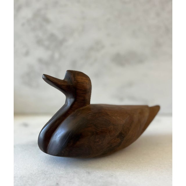Mid-Century Modern Vintage Hand Carved Wood Duck Figure For Sale - Image 3 of 9