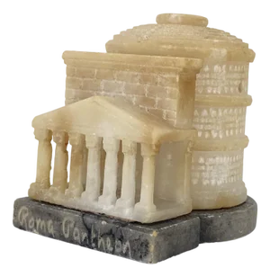 Hand-Carved Miniature Alabaster Model of the Pantheon in Rome, 1900