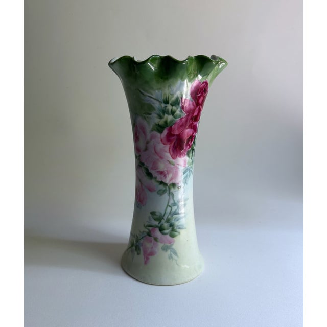 Circa 1900 Leonard Austria Roses Fluted Porcelain Vase For Sale - Image 17 of 17