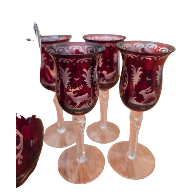 Early 20th Century Czech Decanter With 8 Glasses For Sale - Image 4 of 11