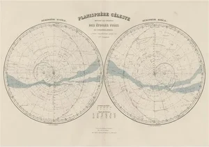 Antique Map of the Night Skies of the Northern and Southern Hemispheres, 1880