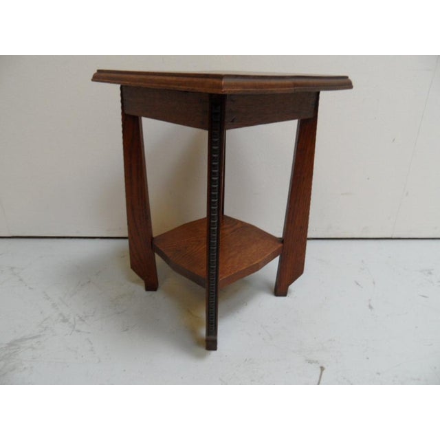 Antique Art Nouveau Oak Side Table, 1890s For Sale - Image 5 of 10