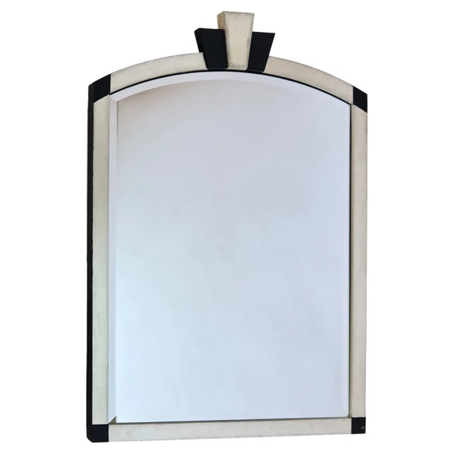 Art Deco Style Wall Mirror in Silver and Black, 1990s For Sale