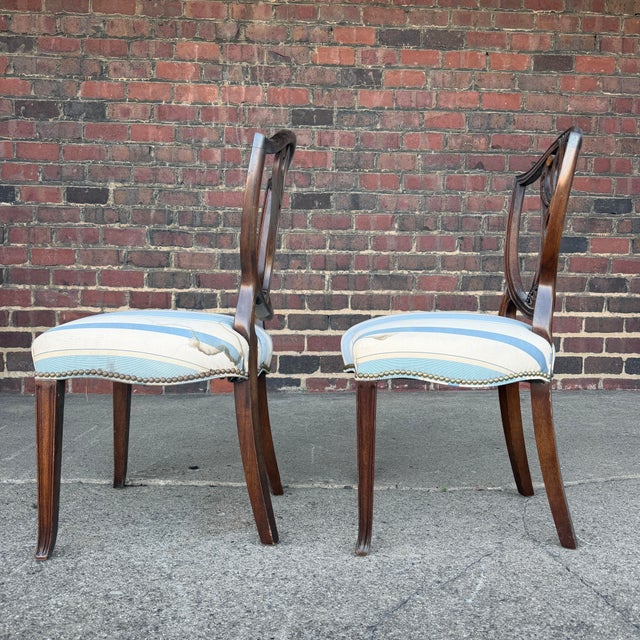 Pair of Hepplewhite Style Dining Chairs For Sale - Image 4 of 12