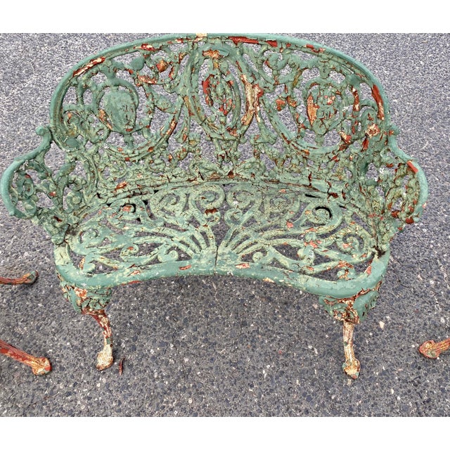 Vintage Antique Victorian Heavy Cast Iron Matching Garden Patio Set 3