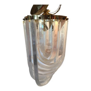 Italian Mid-Century Twisted Lucite Pendant Light For Sale