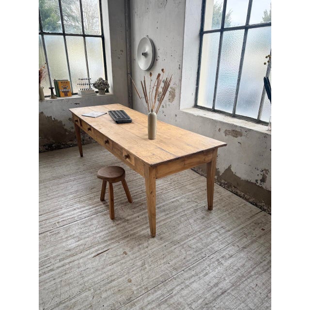 Pine and Oak Farmhouse Table with Drawers, 1950s For Sale - Image 17 of 18