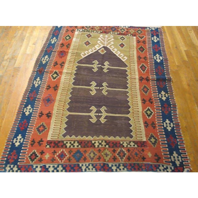 19th Century Turkish Anatolian Flat-Weave Prayer Rug 3'7" x 4'10" - 109 x 147