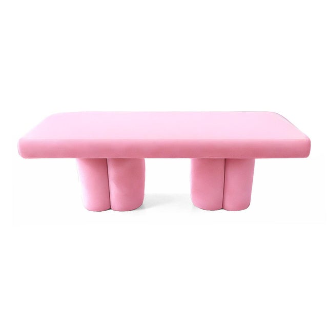 Contemporary Visceral Bench in Pink Velvet from Moanne For Sale - Image 3 of 4