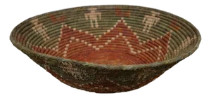 Late 20th Century Shalimar Collection Hand Woven Palm Leaf Coil Basket Bowl Star Figures