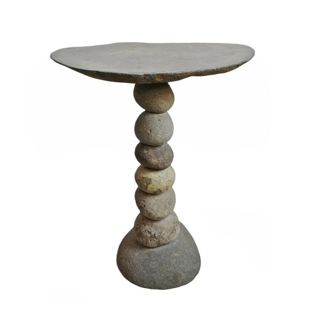 Early 21st Century Vintage Stacked River Rock Organic Modern Bistro Table For Sale - Image 5 of 5