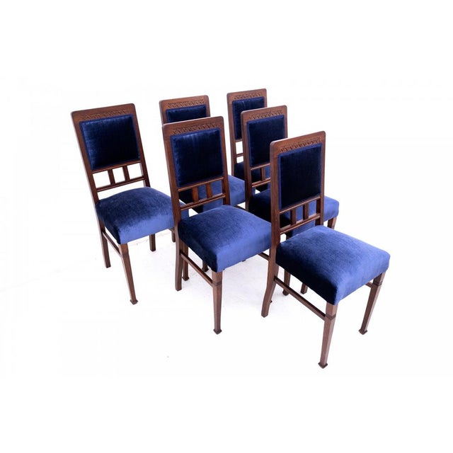 Blue Set of Polish Chairs, 1930s, Set of 6 For Sale - Image 8 of 8