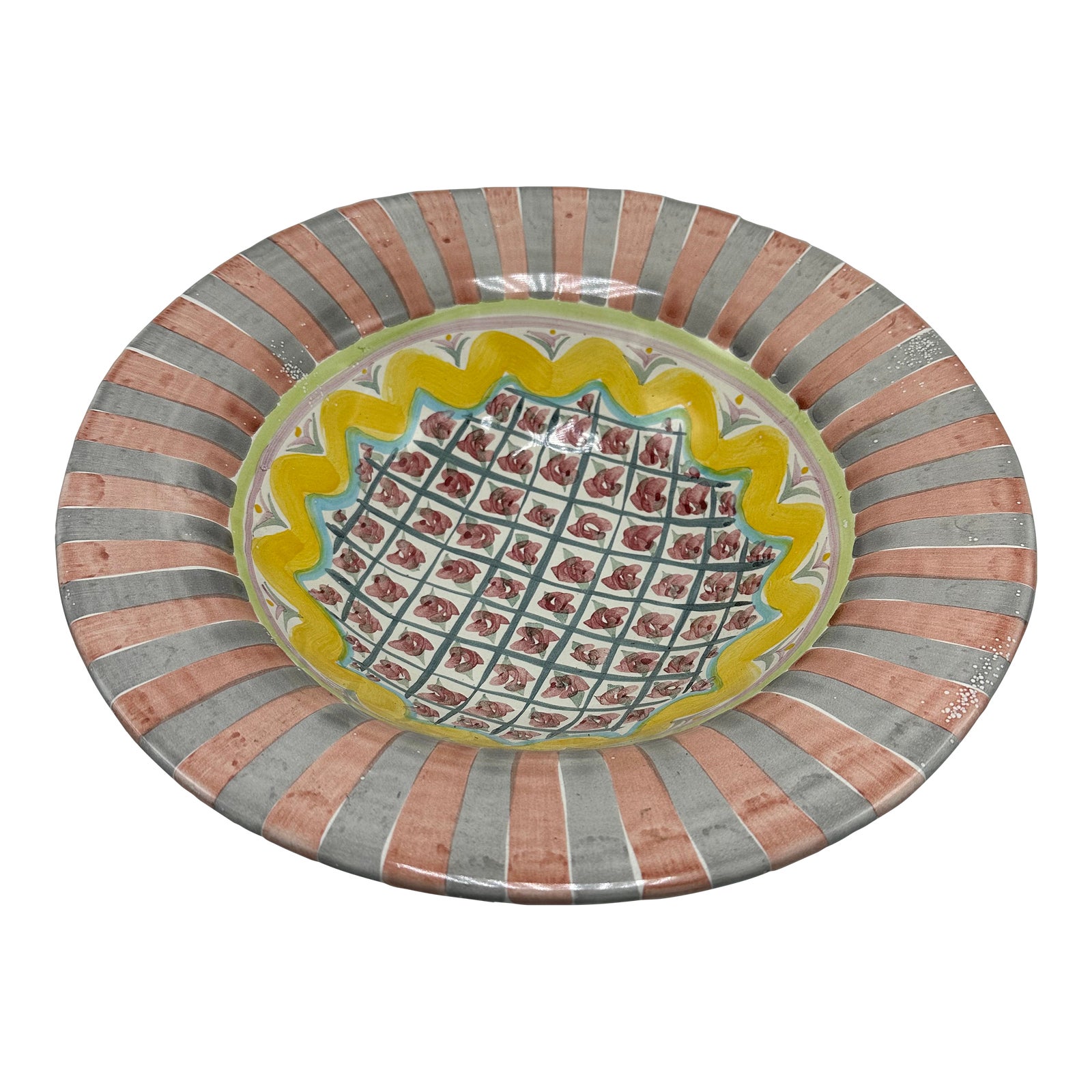 Mackenzie Childs Serving Bowl Wild Rose Slate main image 0
