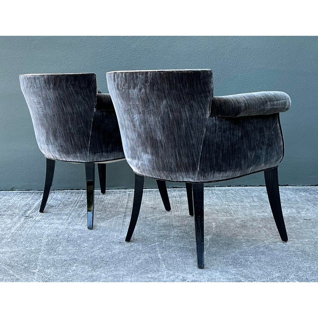 Tommi Parzinger Vintage Roll Arm Velvet Side Chairs After Parzinger - A Pair For Sale - Image 4 of 12