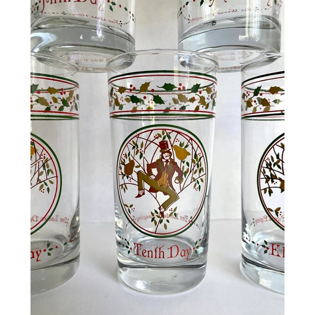 Mid 20th Century Mid 20th Century Complete Set 12 Days of Christmas Anchor Hocking Glasses For Sale - Image 5 of 11