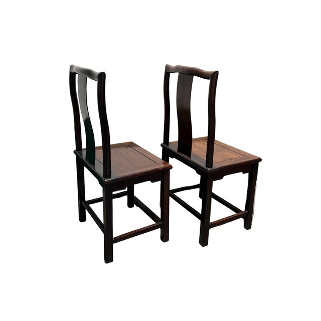 Late 20th Century Pair of Vintage Ming Style Chinese Dining Chairs For Sale - Image 5 of 14