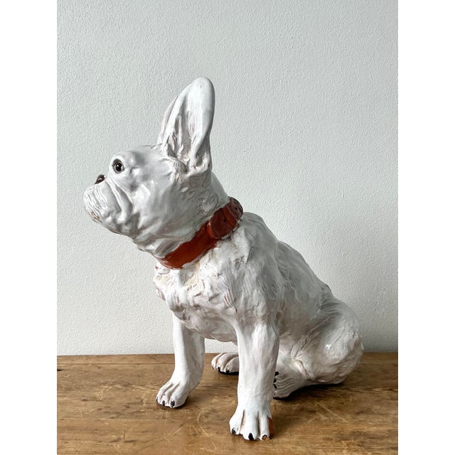 Mid 20th Century Vintage Regency Italian Glazed Ceramic Bull Dog For Sale - Image 5 of 9