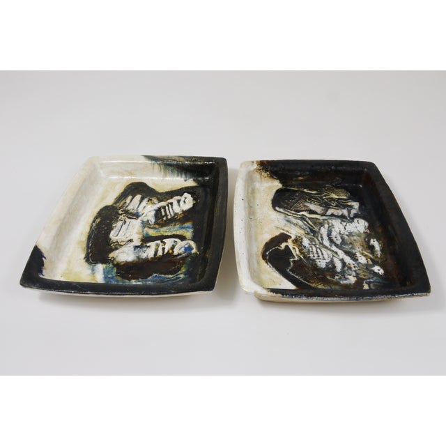 Large Abstract Stoneware Bowls or Plates by Jeppe Hagedorn-Olsen, Denmark, 1970s, Set of 2 For Sale - Image 3 of 18