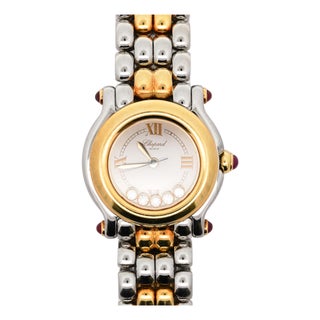 Chopard Happy Sport 8246 Two-Tone Floating Diamond and Ruby 1990 Vintage Watch For Sale