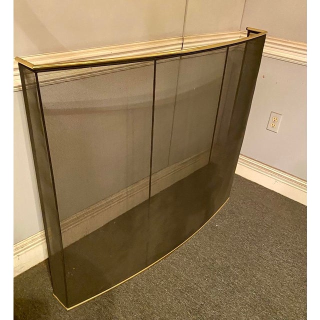 Mid 20th Century Vintage Fireplace Screen Oversized Metal and Brass 45” Wide X 37” Tall For Sale - Image 5 of 5