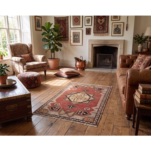 Turkish Vintage Turkish Oushak Rug 3'10 X 5'9 For Sale - Image 3 of 8