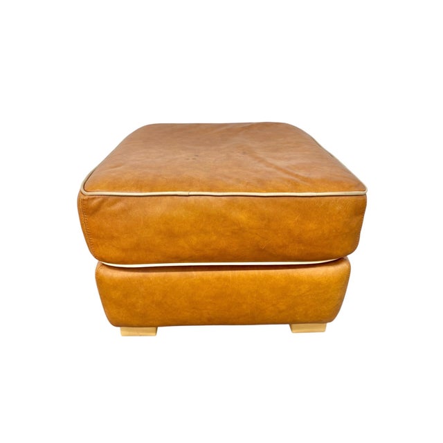 Brown Vintage Ralph Lauren Style Leather Club Chair & Ottoman For Sale - Image 8 of 9