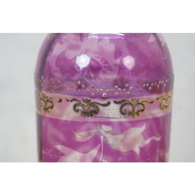 Antique Bohemian Cranberry Art Glass Liquor Wine Decanter Bottle 10" For Sale - Image 16 of 16