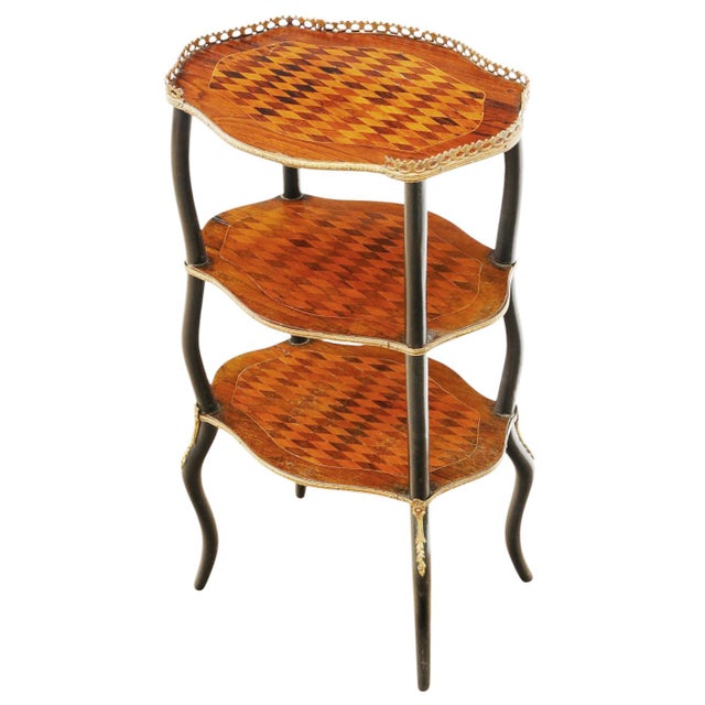 Antique Inlaid Parquetry and Ebonised Side Table, 1890s For Sale - Image 4 of 8
