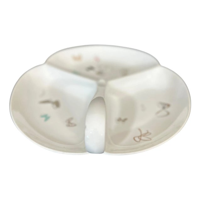 Noritake Vintage Noritake Tidbit Tray Pattern #1385 | Mid-Century Atomic Butterfly Divided Serving Dish | Relish Dish With Handle, 1950s MCM For Sale - Image 4 of 10