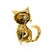 Honora 18k Kitty Cat Brooch with Sapphire and Diamond Eyes, 25.47g
