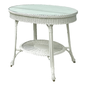 Antique Oval Wicker Glass Top Table, Circa 1890