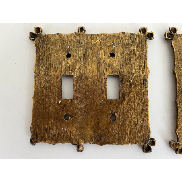 Metal Mid Century Bamboo-Style Switch Plates - a Pair For Sale - Image 7 of 9