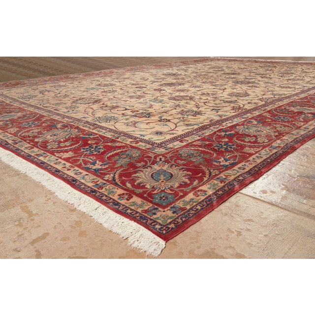 Beige Vintage Persian Isfahan Rug, 13'00 X 19'00 For Sale - Image 8 of 10