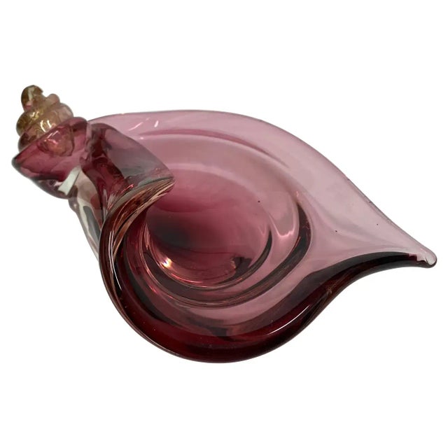 1970s Mid-Century Modern Purple and Gold Murano Glass Italian Ashtray For Sale - Image 11 of 11