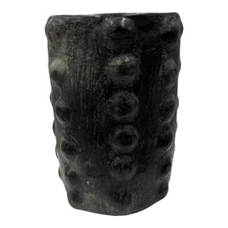 Sejnane Cylindrical Clay Bumpy Vessel - Dark Large For Sale
