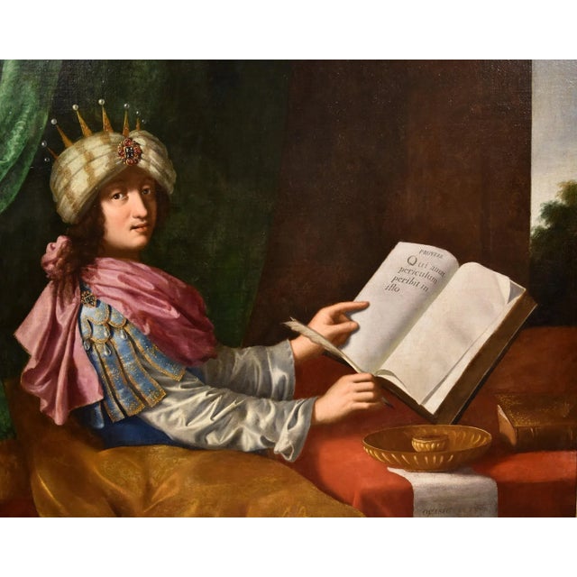After Michele Desubleo, Portrait of King Solomon, 1650, Oil on Canvas For Sale - Image 4 of 17