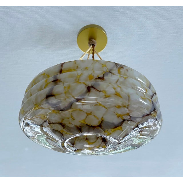 Art Deco Pendant Light in Amber Marble Glass, 1930s For Sale - Image 10 of 18