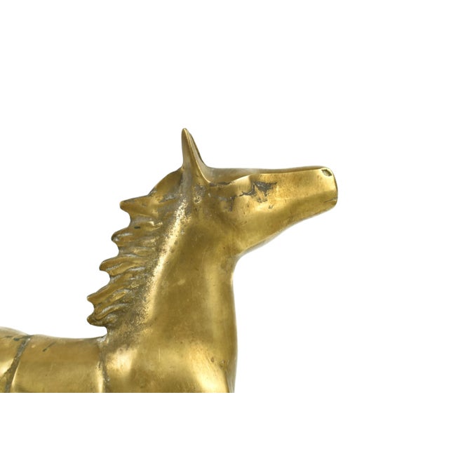 Mid 20th Century Mid-Century Solid Gold Brass Horse Figurine For Sale - Image 5 of 7