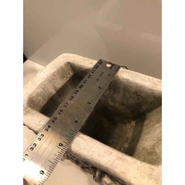 Light Gray Vintage Concrete Planter With Floral Design For Sale - Image 8 of 9