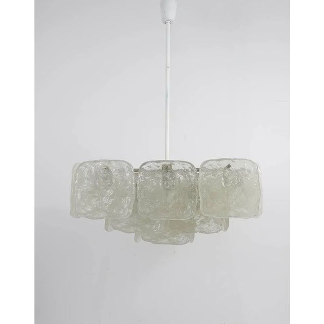 Kalmar Square Chandelier with Frosted Ice Glass Panels attributed to J. T. Kalmar for Kalmar, Austria, 1960s For Sale - Image 4 of 11