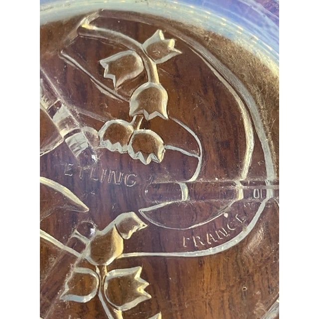 Art Nouveau 1910 Edmond Etling Coaster Mold Glass Decor of Lily of the Valley For Sale - Image 3 of 7