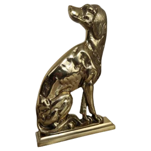 Italian Gilt Brass Setter Dog Door Stop or Bookend, 1970s