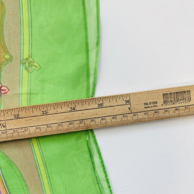 Hermes Green Printed 100% Silk Scarf For Sale - Image 10 of 10